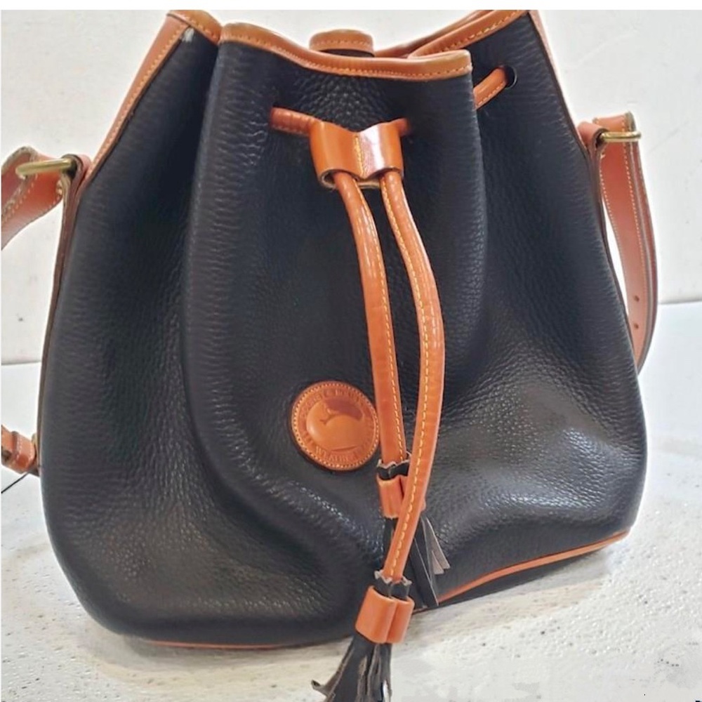 New Dooney & Burke Pebble Grain Leather
Drawstring Crossbody Bucket Bag.